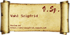 Vahl Szigfrid névjegykártya